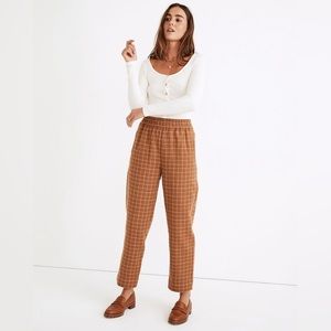 Madewell Waffleback Pull-On High-Rise Tapered Pants in Windowpane